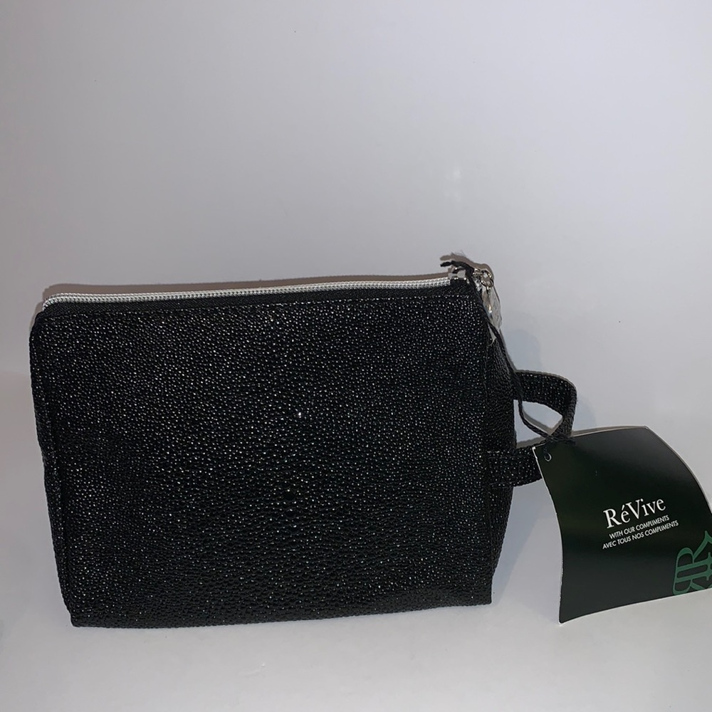 ReVive Black Textured Cosmetic Bag NWT